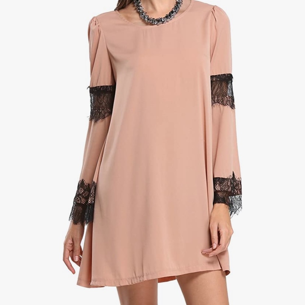 Dusty Pink Bell Sleeve Shift Dress
